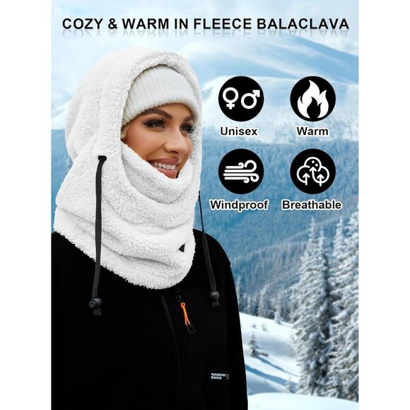 Fleece Balaclava Ski White Mask Men Women Winter Face Mask Windproof Hood Neck main image 3